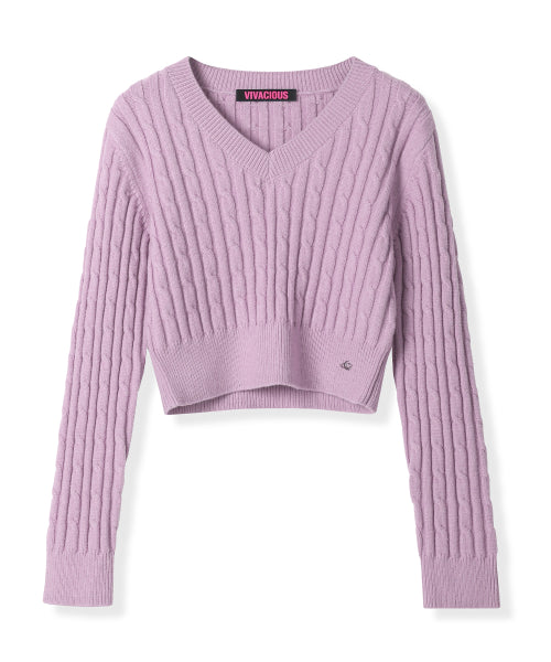 V-neck Cable Knit_7Colors