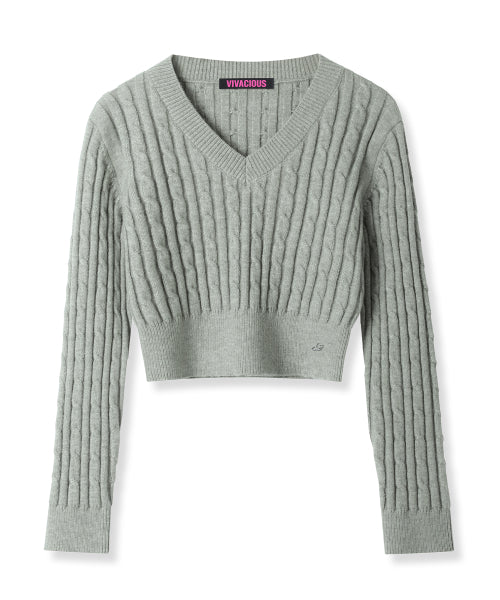 V-neck Cable Knit_7Colors