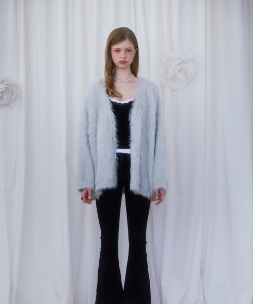 Fur Overfit Cardigan [Light Gray]