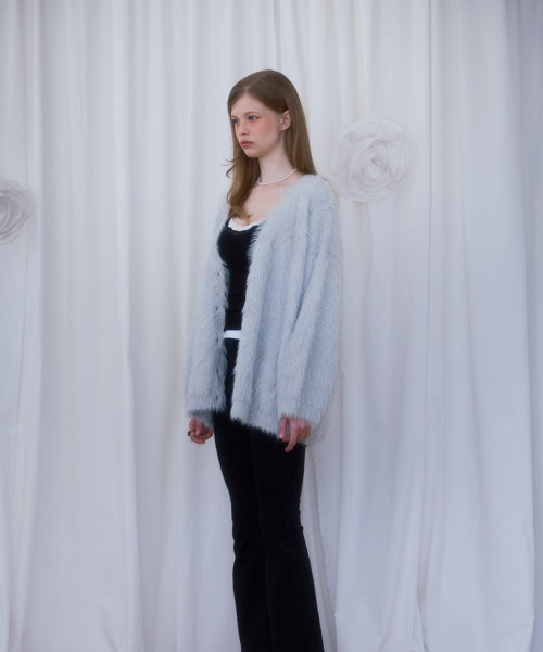 Fur Overfit Cardigan [Light Gray]