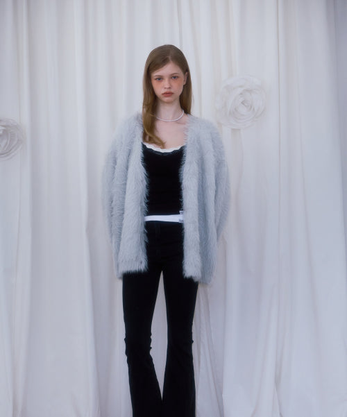 Fur Overfit Cardigan [Light Gray]