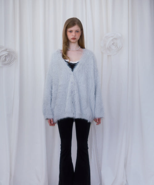 Fur Overfit Cardigan [Light Gray]