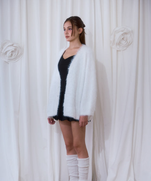Fur Overfit Cardigan [Ivory]
