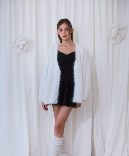 Fur Overfit Cardigan [Ivory]