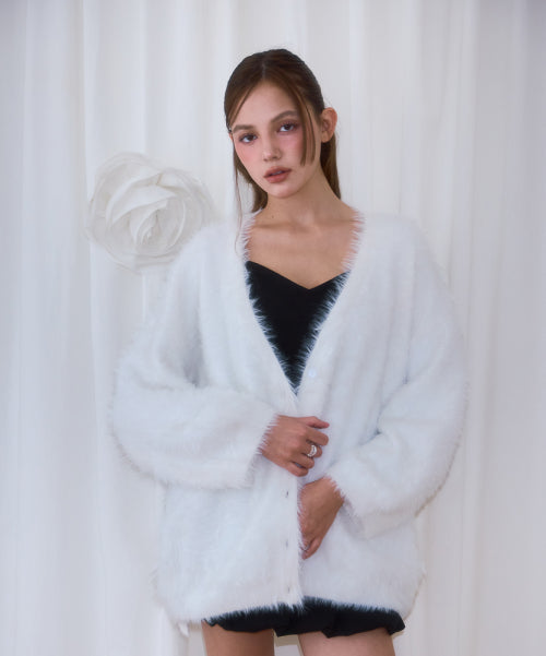 Fur Overfit Cardigan [Ivory]