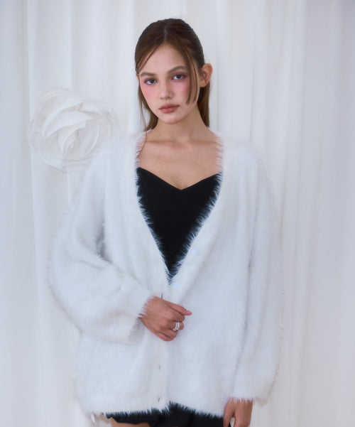 Fur Overfit Cardigan [Ivory]