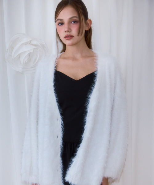 Fur Overfit Cardigan [Ivory]
