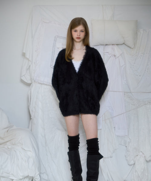 Fur Overfit Cardigan [Black]