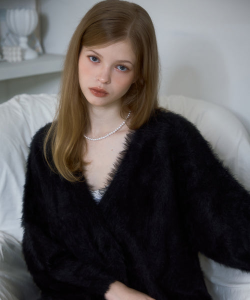 Fur Overfit Cardigan [Black]