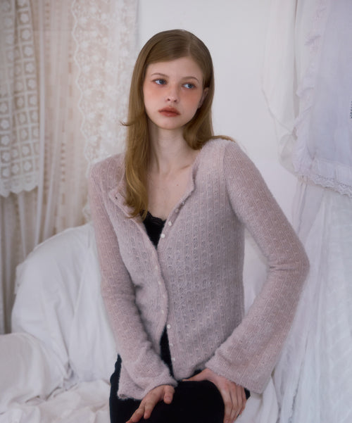 Hairy Slim Fur Cardigan [Light Beige]