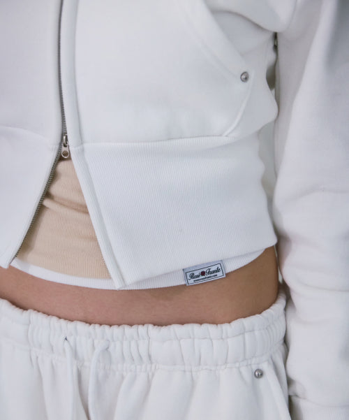 Fur Slim Rivet Hood Zip-up [Ivory]