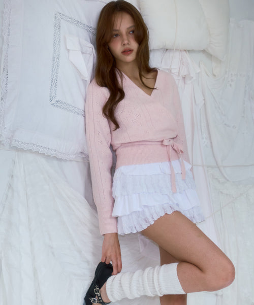Muse Wrap Rib Knit [Pink]