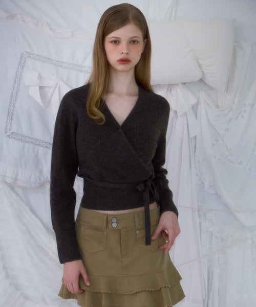 Muse Wrap Rib Knit [Brown]