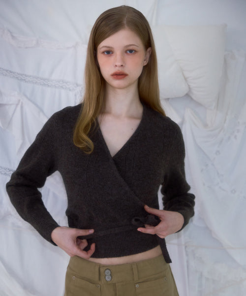 Muse Wrap Rib Knit [Brown]