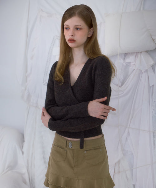 Muse Wrap Rib Knit [Brown]