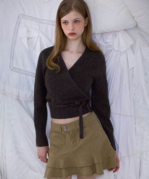 Muse Wrap Rib Knit [Brown]
