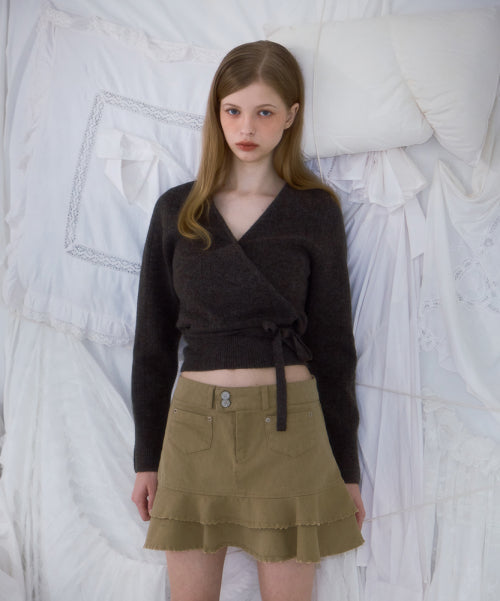 Muse Wrap Rib Knit [Brown]