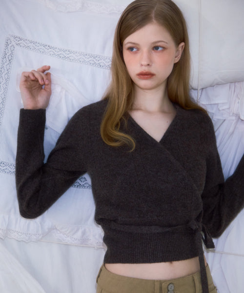 Muse Wrap Rib Knit [Brown]