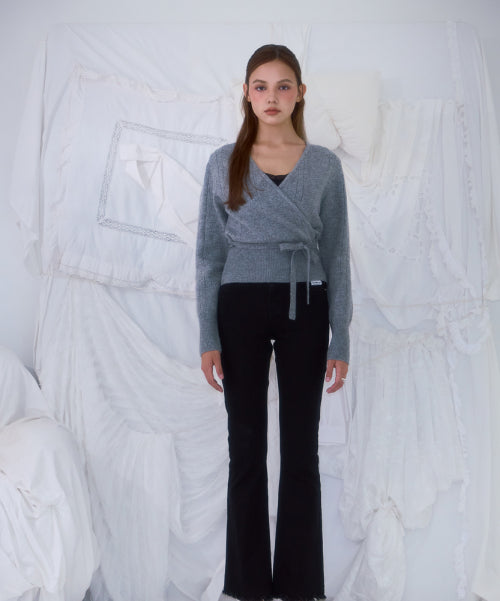 Muse Wrap Rib Knit [Gray]