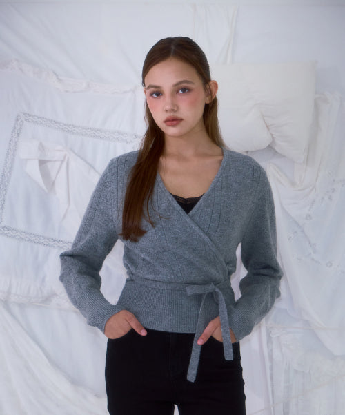 Muse Wrap Rib Knit [Gray]