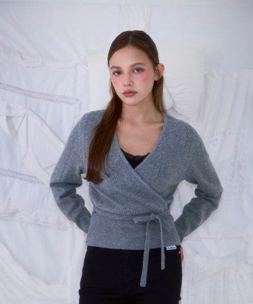 Muse Wrap Rib Knit [Gray]