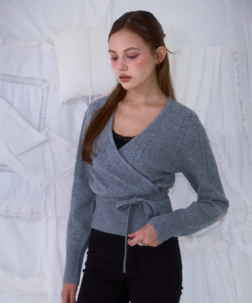 Muse Wrap Rib Knit [Gray]