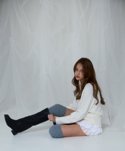 Fur V-neck Knit [Ivory]