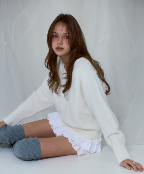 Fur V-neck Knit [Ivory]
