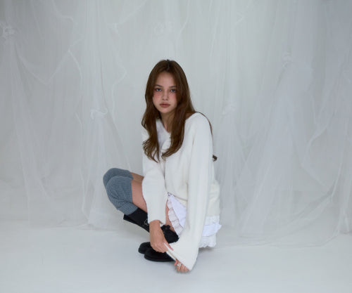 Fur V-neck Knit [Ivory]