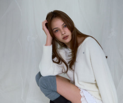 Fur V-neck Knit [Ivory]