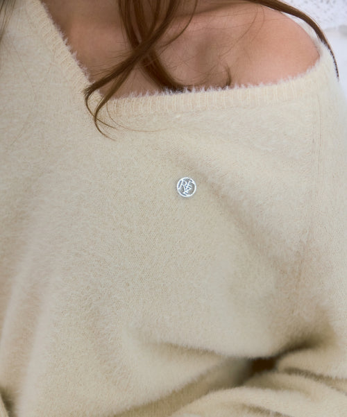 Fur V-neck Knit [Butter]