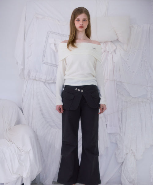 Wool Off Shoulder Knit [Ivory]