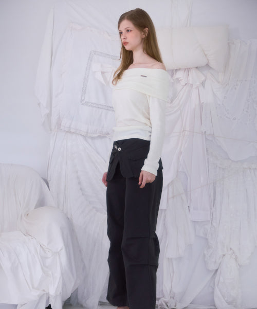 Wool Off Shoulder Knit [Ivory]