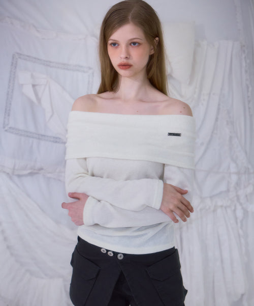 Wool Off Shoulder Knit [Ivory]