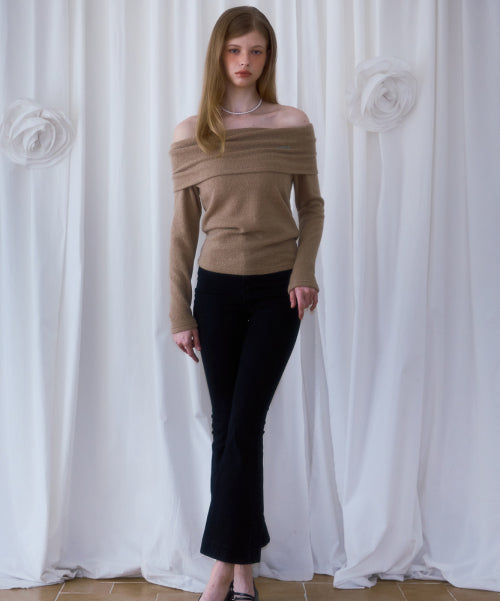 Wool Off Shoulder Knit [Beige]