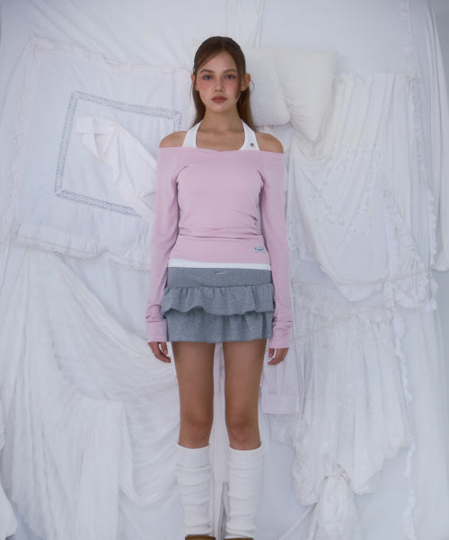 Soft Curve V-neck Long Sleeve [Pink]