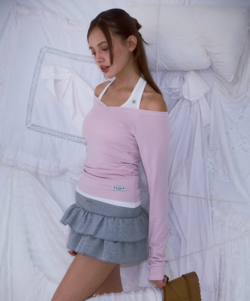 Soft Curve V-neck Long Sleeve [Pink]