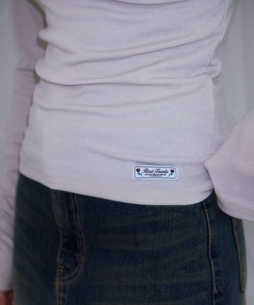 Soft Curve V-neck Long Sleeve [Beige]
