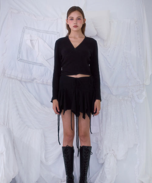 Lace Line Wrap Long Sleeve [Black]