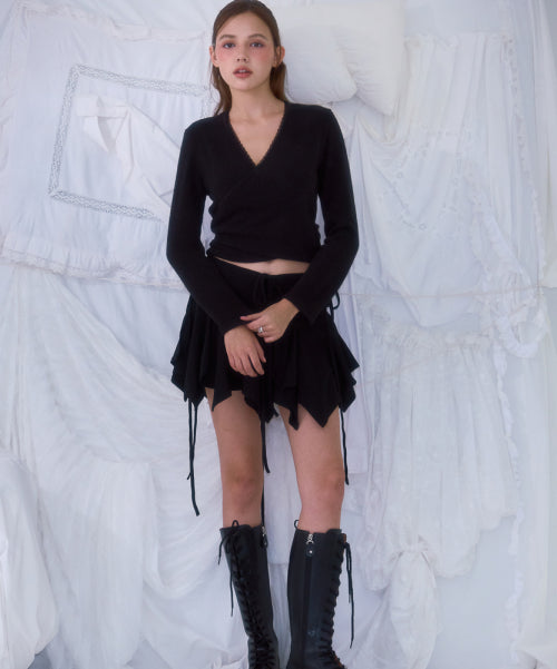Lace Line Wrap Long Sleeve [Black]