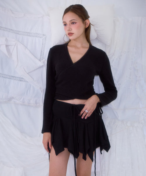 Lace Line Wrap Long Sleeve [Black]