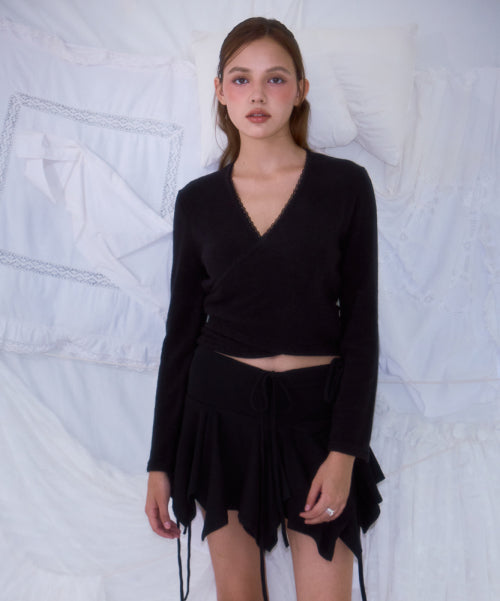 Lace Line Wrap Long Sleeve [Black]