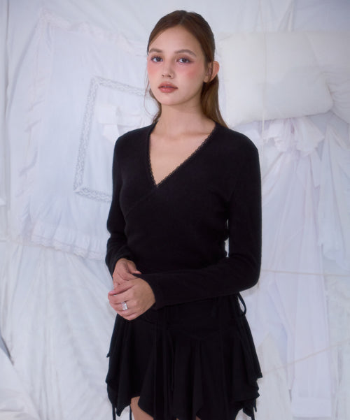 Lace Line Wrap Long Sleeve [Black]
