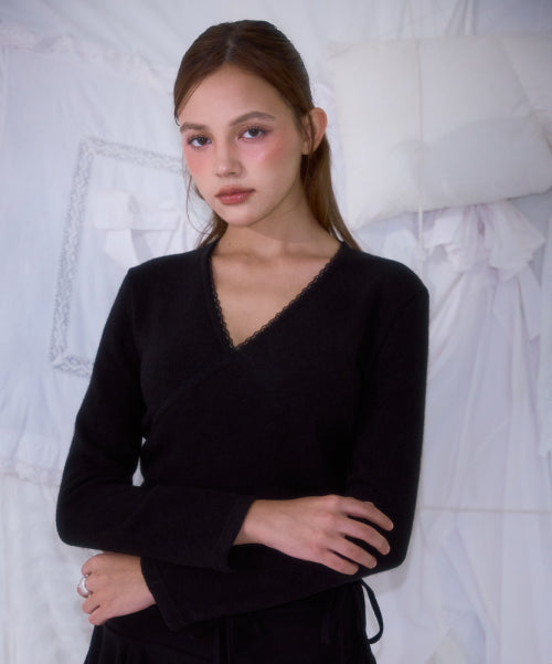 Lace Line Wrap Long Sleeve [Black]