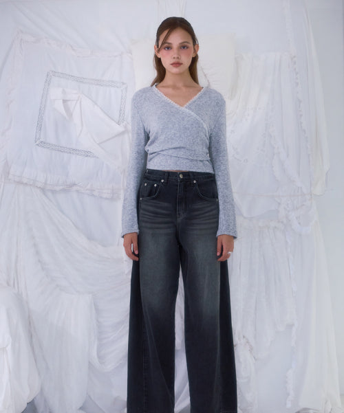 Lace Line Wrap Long Sleeve [Gray]