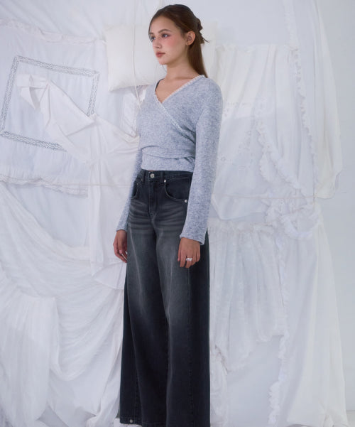 Lace Line Wrap Long Sleeve [Gray]