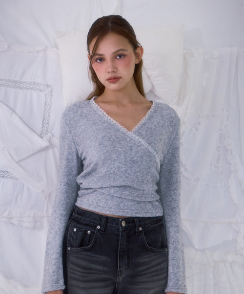 Lace Line Wrap Long Sleeve [Gray]