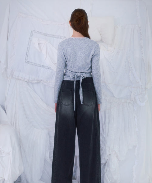Lace Line Wrap Long Sleeve [Gray]