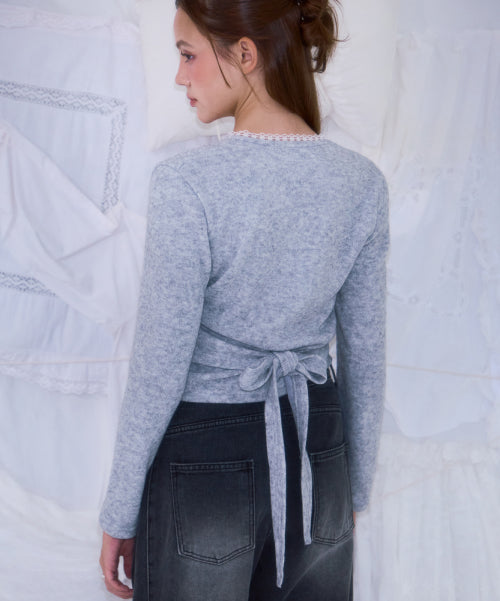 Lace Line Wrap Long Sleeve [Gray]