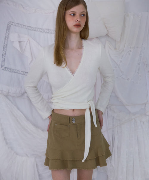 Lace Line Wrap Long Sleeve [Ivory]